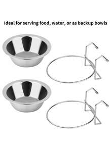 1pc Elevated Dog Lover And Dog Mom Love Food Bowl Water Bowl For Cage, Stainless Steel Hanging Dog Lover And Dog Mom Love Bowl With Clamp Holder, Cat/Dog Lover Gift And Dog/Cat Mom Love Pet Crate Feeder Basin For Neck Protection