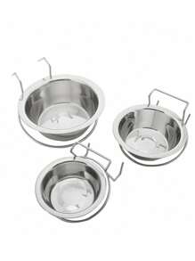 1pc Elevated Dog Lover And Dog Mom Love Food Bowl Water Bowl For Cage, Stainless Steel Hanging Dog Lover And Dog Mom Love Bowl With Clamp Holder, Cat/Dog Lover Gift And Dog/Cat Mom Love Pet Crate Feeder Basin For Neck Protection
