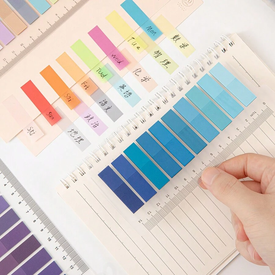 办公索引贴不干胶标签PET材质塑料透明粘性贴纸学生课本贴不易损坏N张办公用品分类贴 - 彩色 - 查看 1