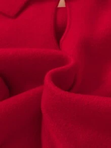 女婴可爱荷叶边长袖蓬松连衣裙（带帽子）套装 - 紅色 - 查看 6