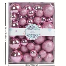 42 件经典圣诞装饰套装：多种颜色，圆形塑料吊球，用于节日树装饰 - 藍色 - 查看 2