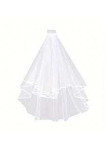 1 件优雅新娘婚纱面纱，齐臀长度的面纱带荷叶边饰边，“新娘”字母白色面纱，精致新娘薄纱头饰，婚礼仪式配件，摄影道具，适合新娘送礼会、婚礼、派对 - 多色 - 查看 10