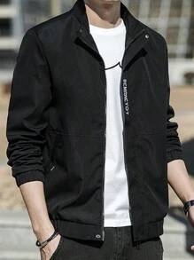 Primavera y otoño de cuello alto chaqueta de los hombres chaqueta casual de los hombres jóvenes deportes versátiles tops en la de la ropa nueva - Negro - Ver 1