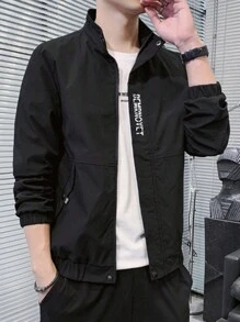 Primavera y otoño de cuello alto chaqueta de los hombres chaqueta casual de los hombres jóvenes deportes versátiles tops en la de la ropa nueva - Negro - Ver 7