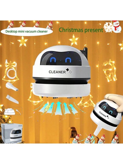 Mini Stofzuiger Cleaner, Schattige Robot Shaped Portable Lightweight USB Rechargeable Battery Operated, Crumb Dust Cleaning, Bureau Cleaning Robot, Back To School Halloween Birthday ,Garden Tools view 4