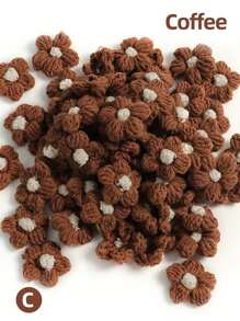 10/30 件 4 厘米羊毛钩针花贴花泡芙花针织纱花手工钩针花用于工艺品装饰 DIY 头发头带帽子鞋子服装配饰工艺品缝纫