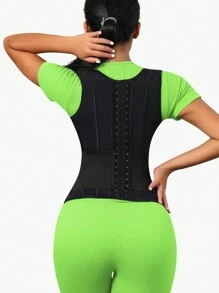 女士束腰塑身衣，收腹塑形衣，压缩运动健身瘦身背心 - 黑色 - 查看 4