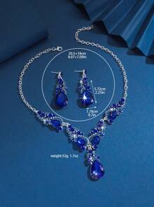 Rhinestone Decor Drop Earrings & Pendant Necklace