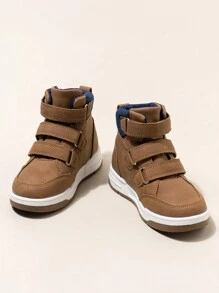 1 双儿童三带高帮拼色防滑靴，休闲装，秋冬 - 薑色 - 查看 5