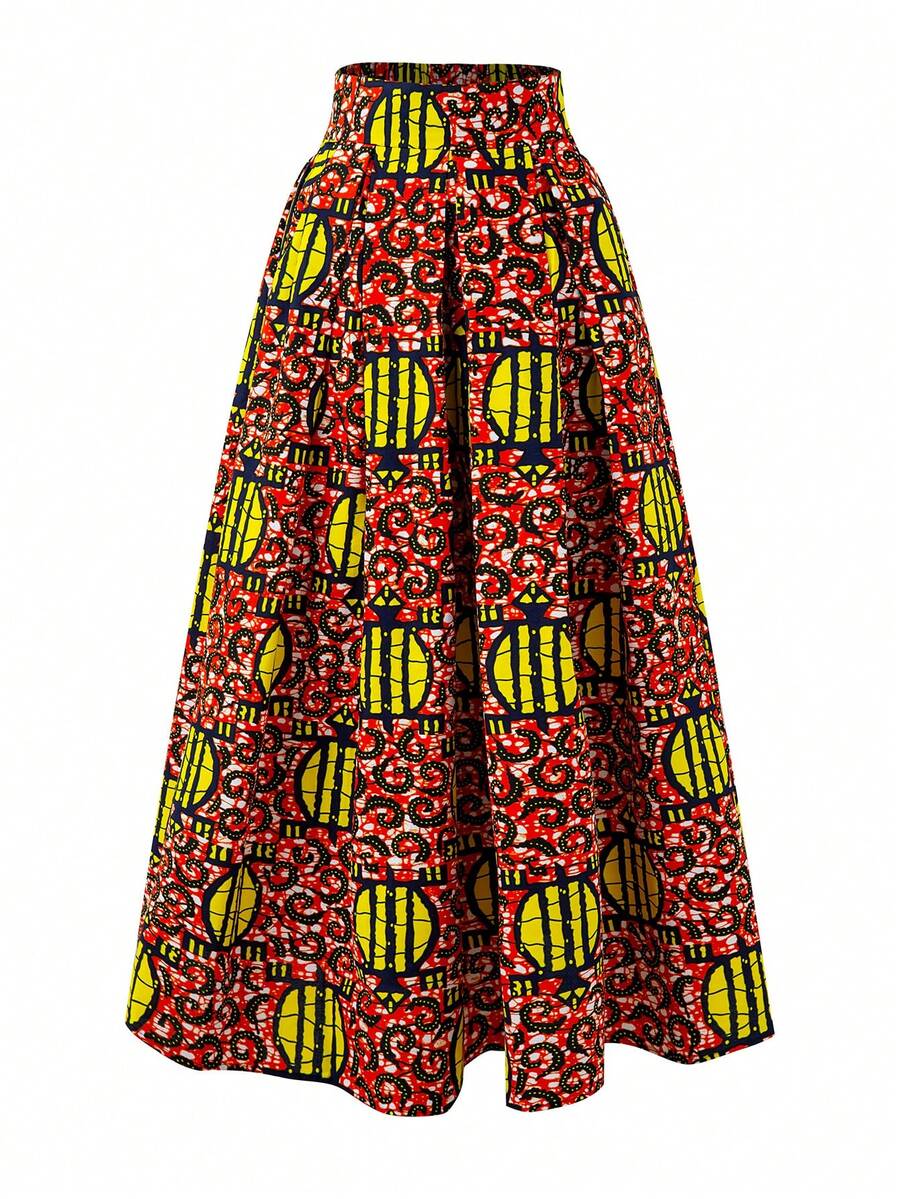 African Ankara Prints Maxi Skirt Party Wear - Multicolor - View 1