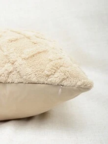 1 件家居装饰豪华系列超柔软簇绒装饰方形抱枕套靠垫套适用于沙发或床 - 米色 - 查看 3