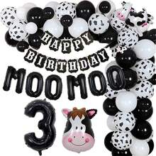 71 个黑白奶牛印花乳胶气球套装，奶牛主题气球包括数字气球，适用于农场派对、生日派对装饰、庆祝 - 彩色 - 查看 13