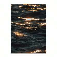 1 件蓝棕色闪光海面风景海报印刷墙面艺术画帆布画客厅家居装饰礼物无框 - 彩色 - 查看 27