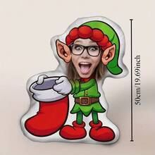 定制圣诞图案脸部毛绒枕头，个性化照片印刷，柔软可爱，非常适合朋友、情侣、父母、圣诞礼物，双面印刷，拉链开合，方便清洁 - 上傳圖片客製化抱枕 - 查看 7