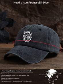 1 件男士可调节尺寸字母印花个性化复古风格棒球帽，休闲户外时尚配饰 - 水洗棒球帽 - 查看 4