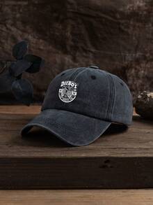 1 件男士可调节尺寸字母印花个性化复古风格棒球帽，休闲户外时尚配饰 - 水洗棒球帽 - 查看 2