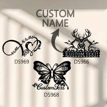 1pc Mountain Deer Scene Lab Kim loại cá nhân hóa Biểu tượng con vịt Quà tặng. Biển hiệu tên gia đình Biển hiệu tên con bướm Nghệ thuật treo tường tình yêu & kỷ niệm tùy chỉnh - màu đen - Xem 1