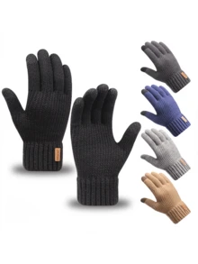新款男士保暖羊毛手套冬季触屏手套针织手套 - 彩色 - 查看 1