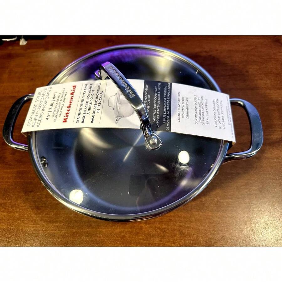 KitchenAid 3Ply Base Stainless Steel 4qt Casserole With Lid SHEIN USA