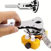 1 cái Cờ lê tháo vít có thể điều chỉnh, Dụng cụ mở vỏ đồng hồ bằng thép, Dụng cụ mở nắp ba hàm, Dụng cụ mở đáy, Bộ dụng cụ sửa chữa đồng hồ - Bạc - Xem 5