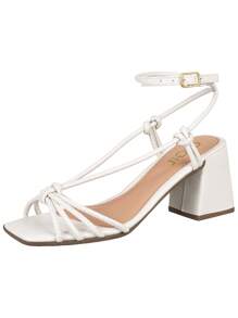 Casual Sandal High Heel Block Straps Knot Detail Comfortable Cheap Promotion Original GiGiL - 白色 - 查看 2