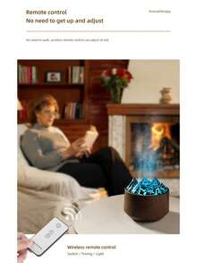 6/10 小时喷雾时间七彩火焰空气芳香扩散器加湿器，升级版 7 种火焰颜色无噪音精油扩散器，适用于家庭、办公室、瑜伽，带自动关闭保护/双速定时 300 毫升 - Multicolor - 查看 4