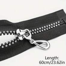1pc Black Resin Zipper With Rhinestone Decor, Self-Locking Single-Head, Suitable For Sewing And Handicraft - Length Options: 15.7in/19.7in/23.6in/27.6in