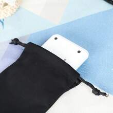 Paquete de 10 bolsas de almacenamiento negro de vaca con cordón ajustable para auriculares/cables, diseño minimalista clásico, de alta calidad y durable, gran capacidad para auriculares, cables, artículos de valor, adecuado para viajes y almacenamiento en el hogar, impresión de logotipo personalizable