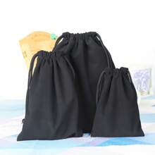 Paquete de 10 bolsas de almacenamiento negro de vaca con cordón ajustable para auriculares/cables, diseño minimalista clásico, de alta calidad y durable, gran capacidad para auriculares, cables, artículos de valor, adecuado para viajes y almacenamiento en el hogar, impresión de logotipo personalizable