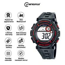 MINGRUI Popular Casual Sports Luminous Waterproof Alarm Chronograph Multi-Functional Electronic Watch For Boys, 3ATM Waterproof