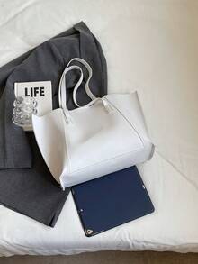 Túi Tote Thời Trang Dung Tích Lớn, Túi Tote Đa Năng Cá Nhân Hóa Hàng Ngày Túi Xách Tay Nữ - trắng - Xem 5