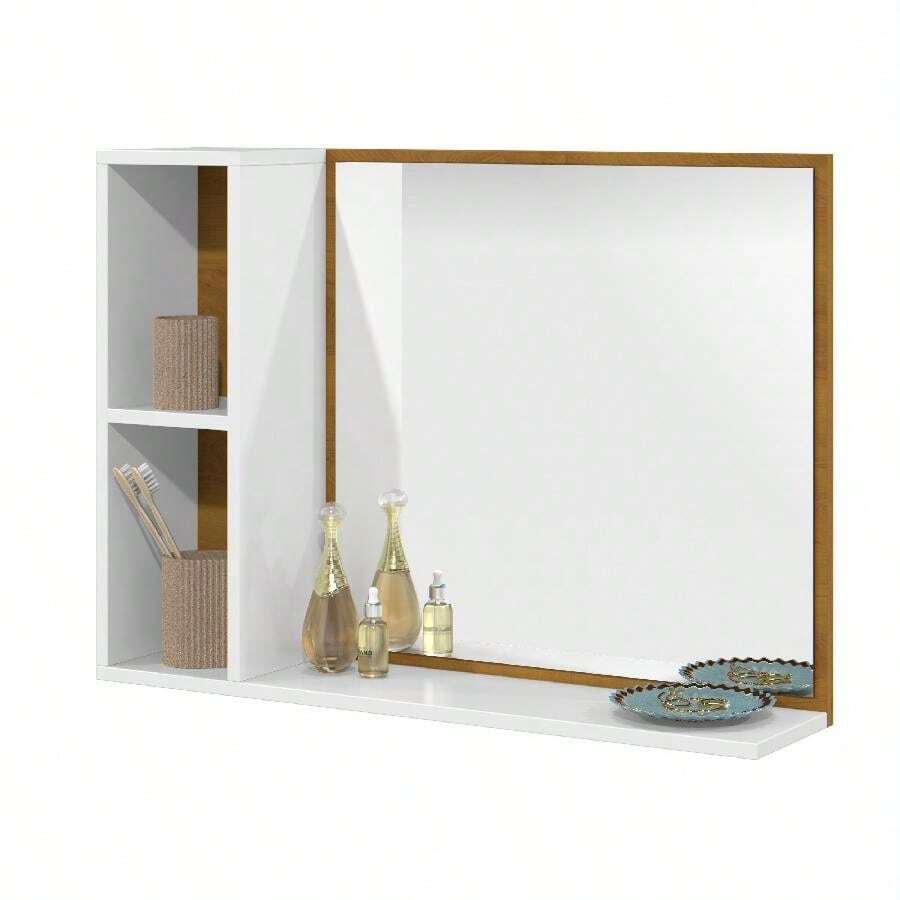 Quality Furniture Espelheira Para Banheiro Retro Nichos Armário