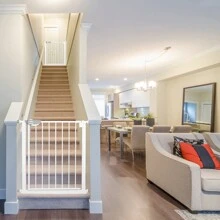 Froadp Gate, N Stop Gate Stair Gate With No Drilling And Metal Grilles - White - View 3