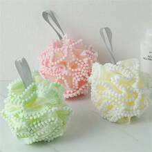 1 件装珍珠沐浴花蕾丝沐浴海绵按摩磨砂沐浴球，超柔软防脱落泡泡浴配件 - 按摩搓澡沐浴球 - 查看 2