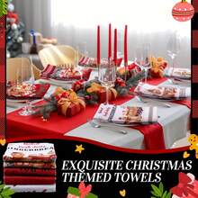 2/6PCS Christmas Gingerbread Pattern Kitchen Towels & Dishcloths - Super Soft Polyester, Tableware Home Party Decoration, Suitable For Holiday Party, Wedding And Outdoor Picnic - Multicolor - View 6