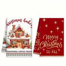 2/6PCS Christmas Gingerbread Pattern Kitchen Towels & Dishcloths - Super Soft Polyester, Tableware Home Party Decoration, Suitable For Holiday Party, Wedding And Outdoor Picnic - Multicolor - View 4