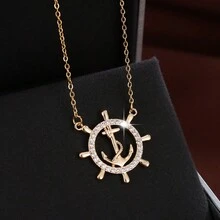 1 chiếc vòng cổ thời trang đính đá Cubic Zirconia thiết kế hình bánh lái dành cho nữ - Nhiều màu - Xem 2