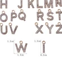 10/26pcs Fashion Rhinestone Zinc Alloy 26 English Letters Pendant Earrings Necklace Bracelet Phone Case Zipper Charms DIY Jewelry Accessories - 26 Letter Pendants - View 4
