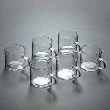 2/4/6/12pcs Set Elegant Pure White Coffee Cups, High-End Tea Cups, 120ml Home Use Small Tea Cups, Transparent Glass With Transparent Handle, Heat & Cold Resistant, Mini Cups, Minimalist Style Office Tea Cups, Unique Mugs - Transparent - View 4