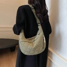 2023/2024 秋冬复古时尚女士大容量手提包，简约休闲单肩包和斜挎包，设计优雅 - 綠色 - 查看 4