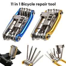 1 bộ dụng cụ sửa chữa xe đạp đa năng 11 trong 1, bộ kết hợp có bộ phá xích, phụ kiện xe đạp - Nhiều màu - Xem 7