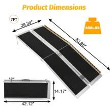 Portable Wheelchair Ramp With Transition Plate Aluminum Folding Ramp With Non-Skid Surface And Reflective Strips Door Threshold Ramps For Home Steps Scooter Stairs - 7ft - View 2