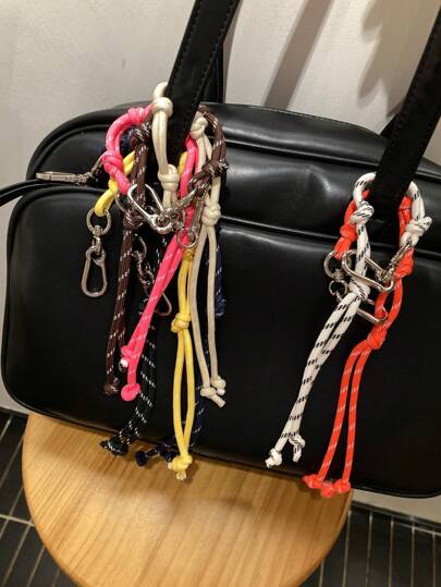 彩色编织绳，创意包包挂饰，情侣手链和脚链，包包配件，多功能 DIY 材料 - 尼龙、PU 皮革，时尚有趣的钥匙链，适合年轻男性、女性和大学生