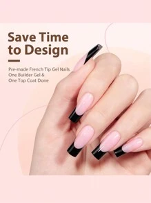 Bộ 150 móng tay giả vuông kiểu Pháp dài vừa - 5 kiểu màu khác nhau, Bộ móng tay giả gel vuông kiểu Pháp 3 trong 1, 15 kích cỡ phù hợp để tự làm móng, Móng tay giả bền lâu cho phụ nữ và tiệm làm móng, phụ kiện làm móng - Nhiều màu - Xem 4