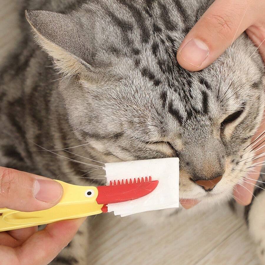 Pet Eye Cleaner Clip With Soft Brush, For Cats And Dogs, Universal Use