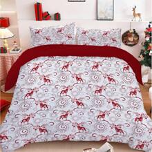 3PCS Christmas Reindeer Print Duvet Cover Set(1*Duvet Cover + 2*Pillowcase, Without Core),Christmas Theme,All Seasons, Soft, Breathable, And Hypoallergenic Winter Theme Holiday Decor Gift For Bedroom,The Perfect Christmas Gift