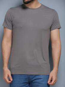 Men's Ice Silk And Smooth Material Sports And Leisure Sports T-Shirt - Xám - Xem 2