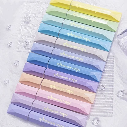 12支四边形荧光笔 - 色彩鲜艳随机，防晕染，适合学生和办公使用