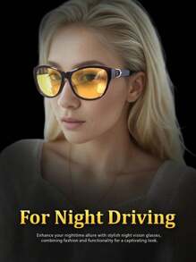 SIPHEW 女士夜间驾驶眼镜，带偏光防眩光黄色镜片夜视眼镜 IF572 时尚基本款，适合毛衣、牛仔裤、运动裤、连帽衫、夹克、连衣裙和长袖衬衫 - 彩色 - 查看 1