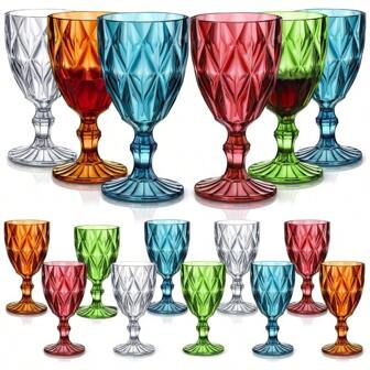 Diamond/Hexagon Reusable Transparent Glassware - Champagne/Whiskey Glasses For Outdoor Party, Gathering
